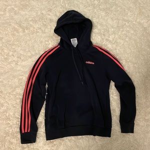 Navy blue and pink adidas sweatshirt.